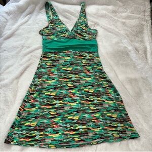 Patagonia Amber Dawn Dress Size M Green Print Organic Cotton